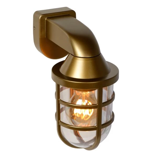 Lucide LEWIS - Wall light Indoor/Outdoor - 1xE27 - IP44 - Matt Gold / Brass - detail 3